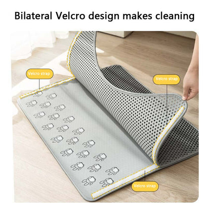 Animal Print Cat Litter Mat | 2-Layer, Anti-Skid, Washable canrusupet