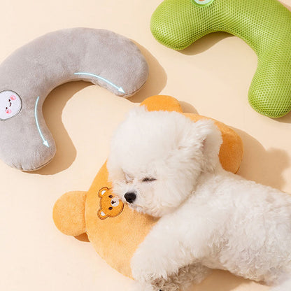 Breathable Embroidered Cartoon U-shaped Dog Pillow For Pet canrusupet