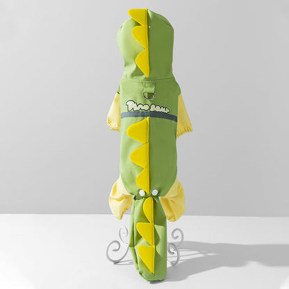 4-Leg Dog Raincoat Tail Protector - Dino Style Waterproof canrusupet