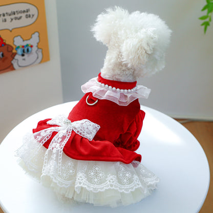 Dog Or Cat Clothes Velvet Dress - canrusupet