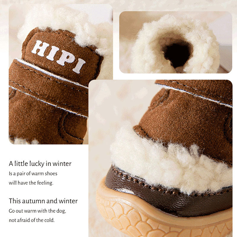 Dog Boots Winter - Sherpa Non-Slip Shoes For Small Dogs canrusupet