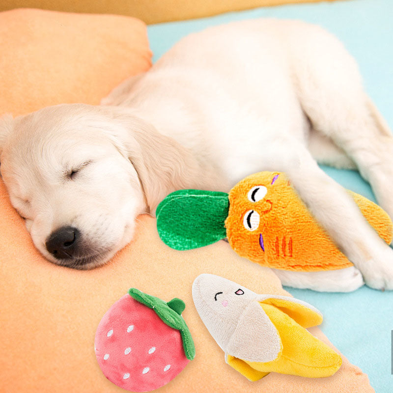 Squeaky Fruit & Veggie Plush Dog Chew Toys For Small Dogs canrusupet
