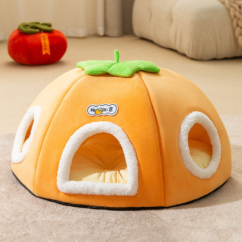 Persimmon Ruyi Style Multiple Openings Cat Bed canrusupet