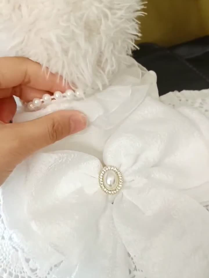 Dog Or Cat Clothes Wedding Dress With Pearls - canrusupet